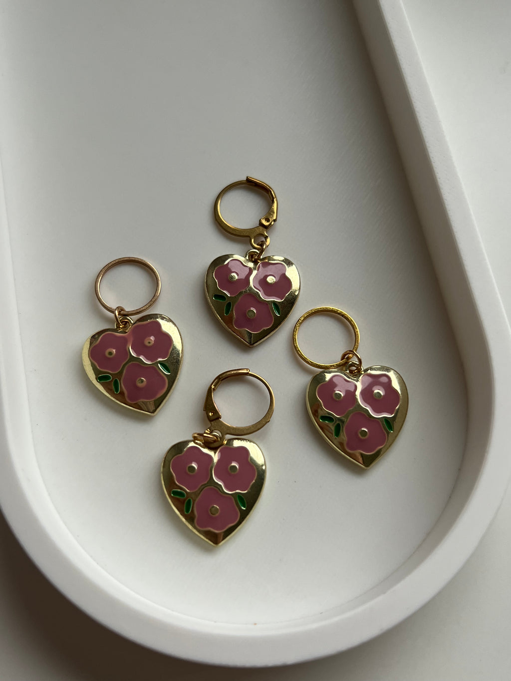 Gold Heart Pink Flowers