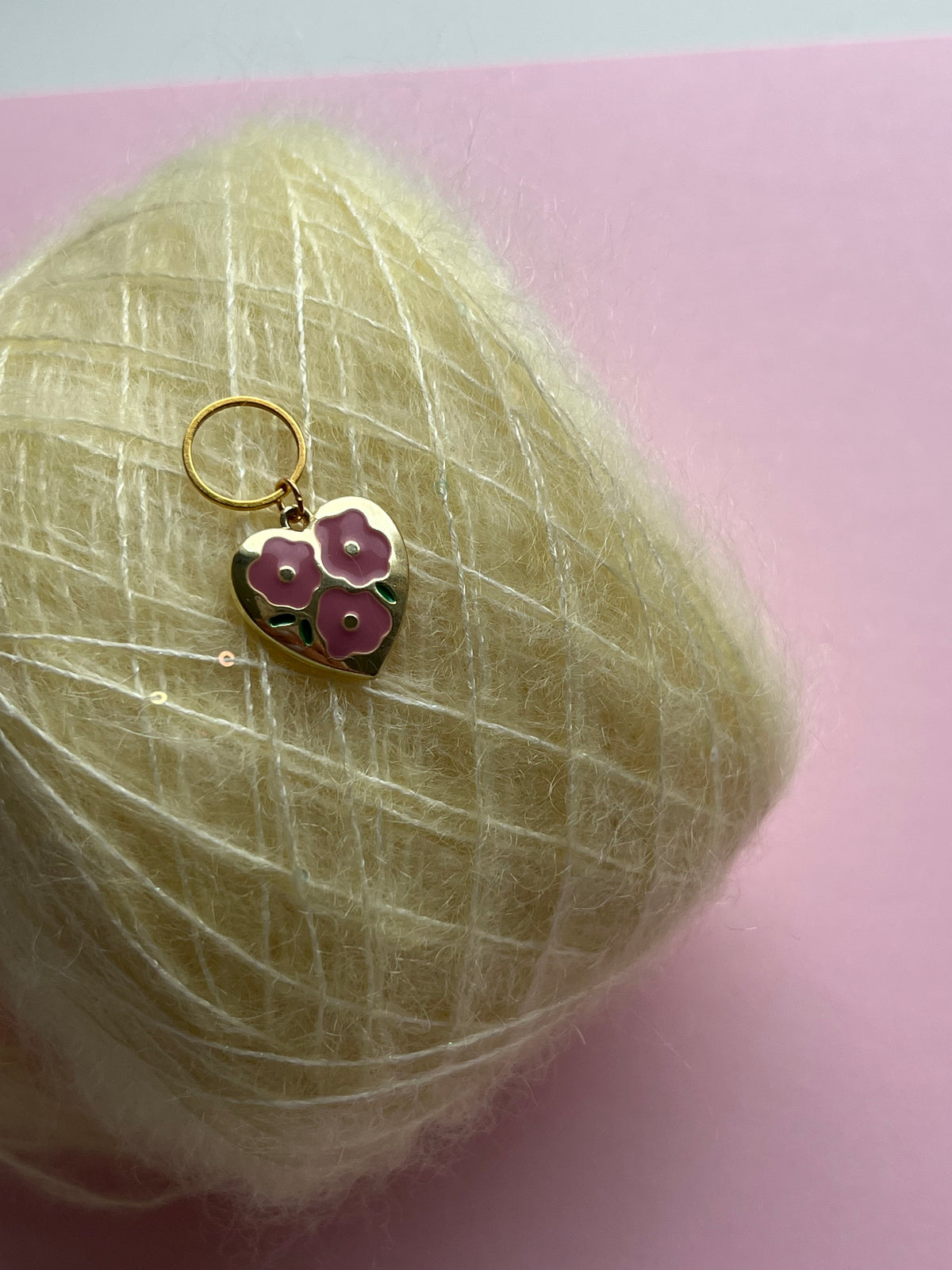 Gold Heart Pink Flowers
