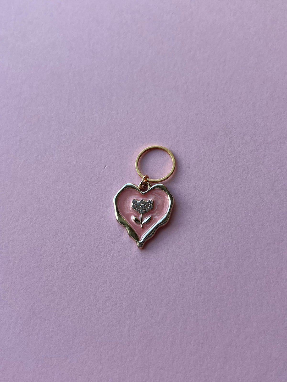 Pink Heart Gold Flower