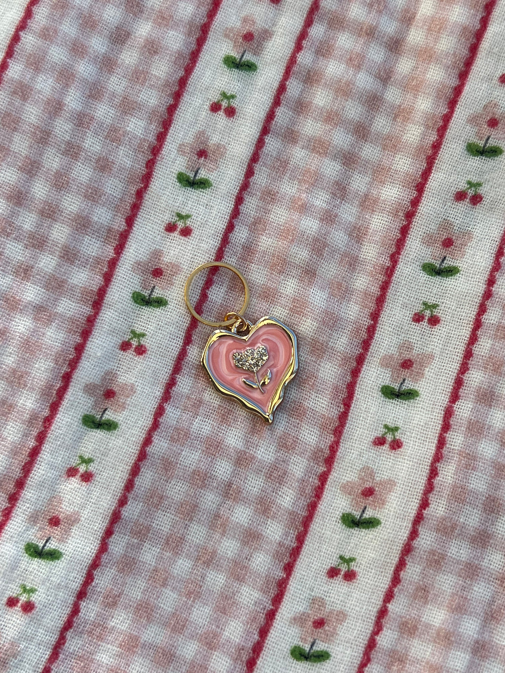 Pink Heart Gold Flower