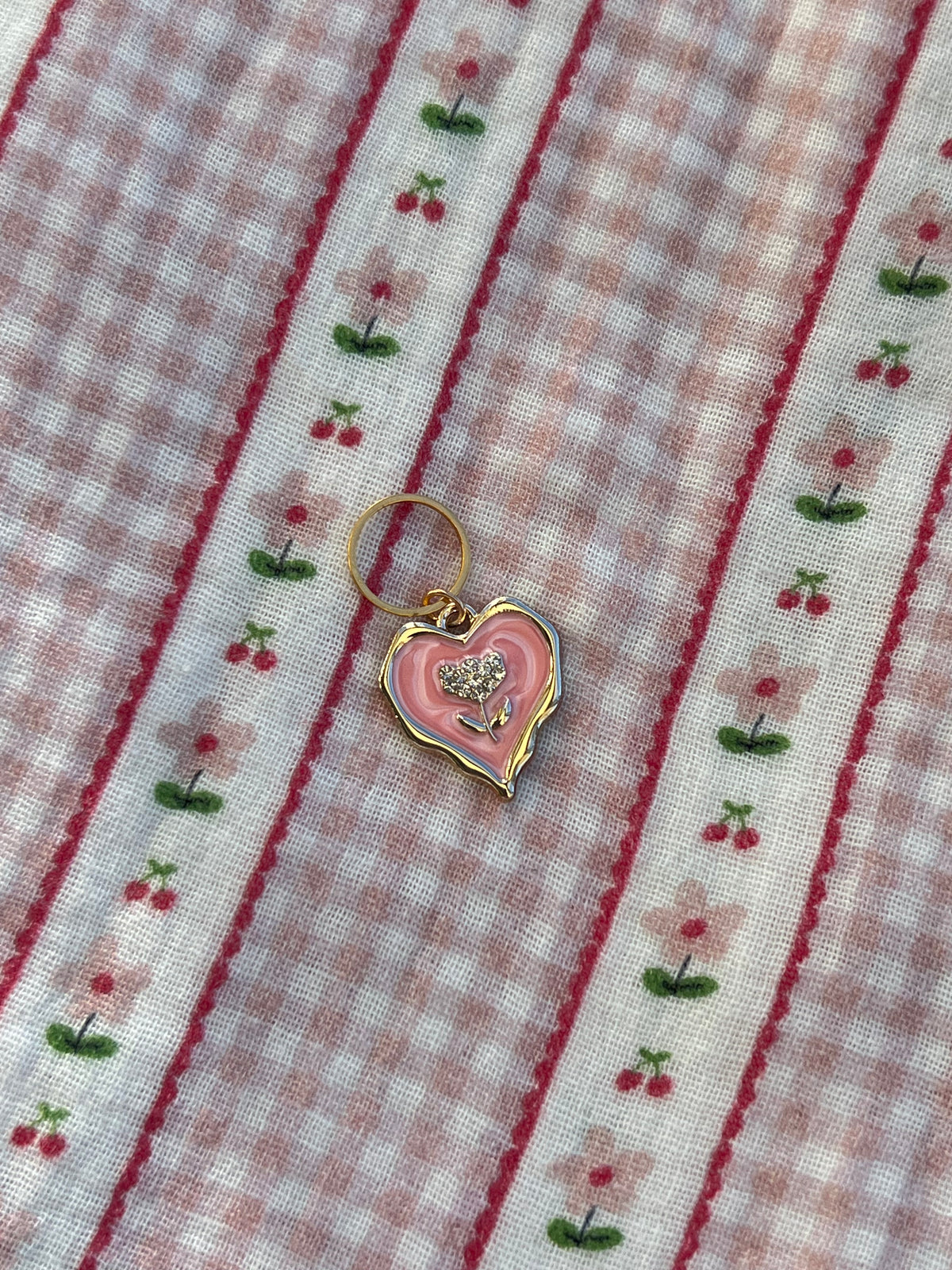 Pink Heart Gold Flower